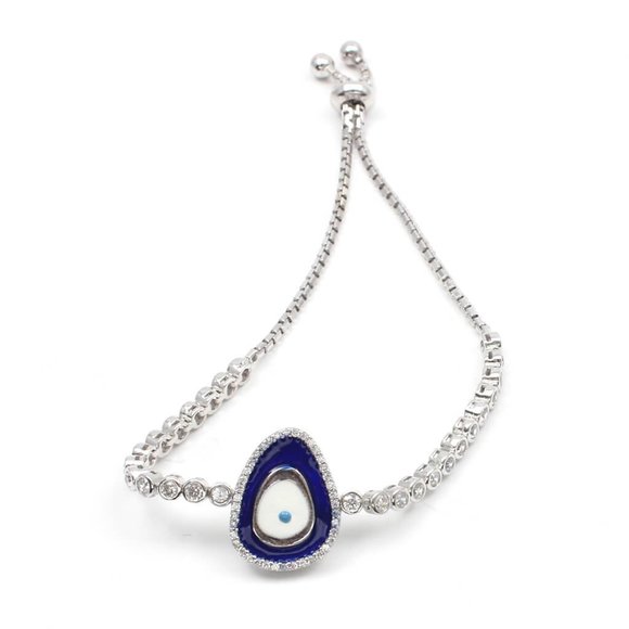 DARK BLUE ENAMEL EVIL EYE BRACELET - Picture 3 of 3